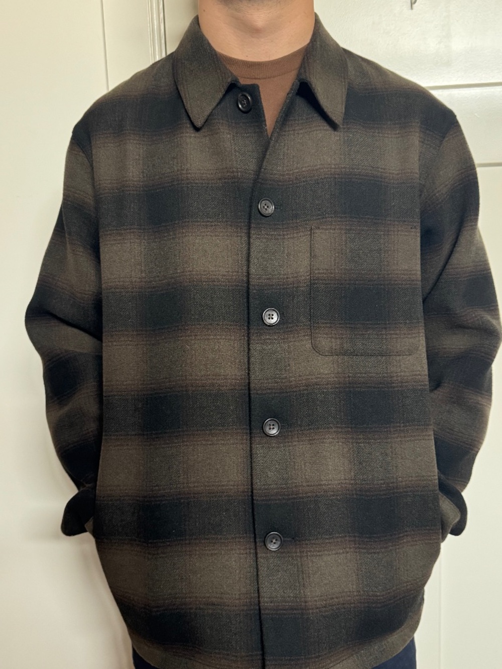 Brown Plaid Shirt Jacket